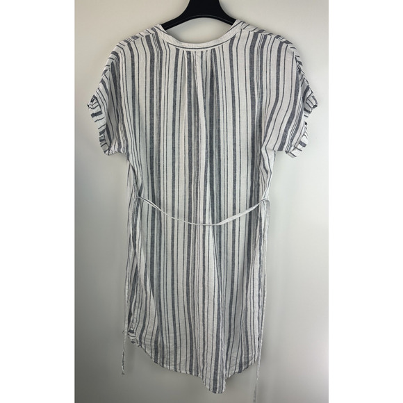 Michael Stars 100% Linen Amelee Beach Stripe Caftan Dress Tie Women's Medium - Picture 10 of 11